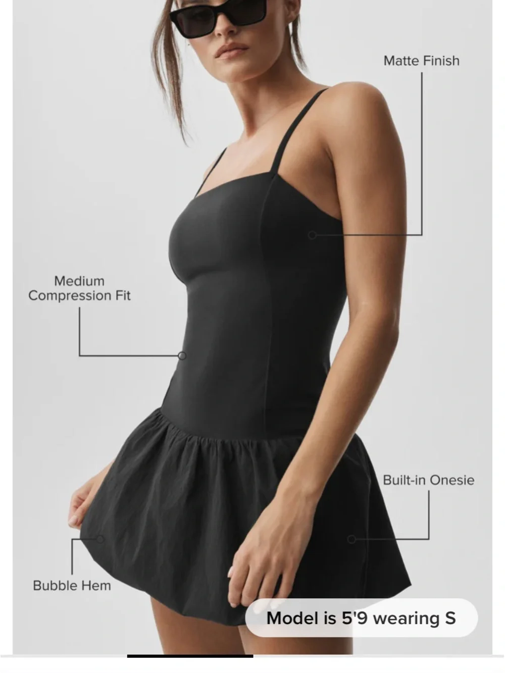 ALO Yoga Black Airbrush Love Match Tennis Dress